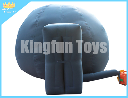Blue inflatable Planetarium dome with tunnel door