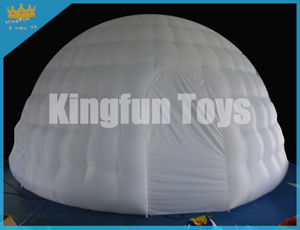 White inflatable dome tent