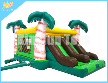 Tropical inflatable bounce slide