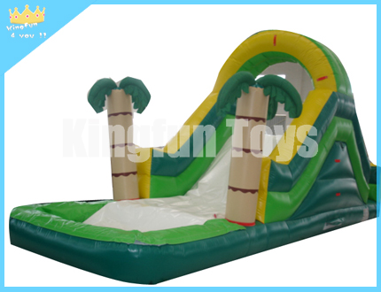 Tropical inflatable wet slide