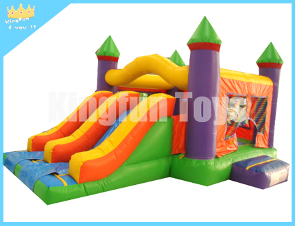 Inflatable castle with double slides