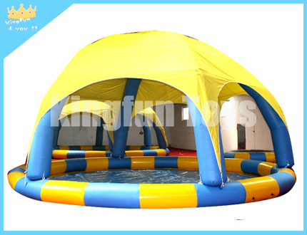 Inflatable water pool with tent
