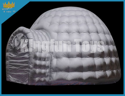 Silver inflatable dome tent